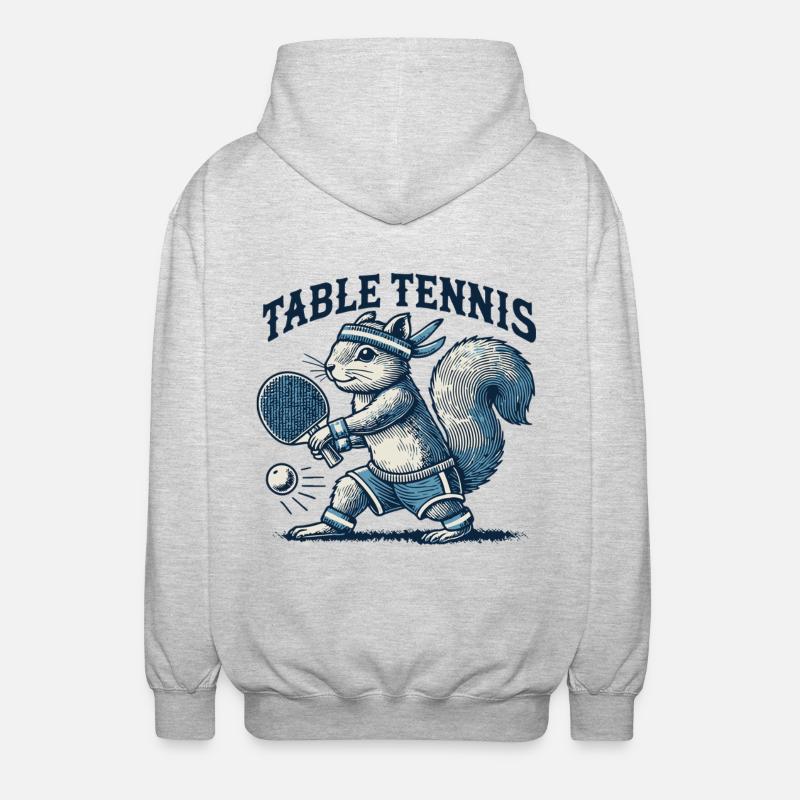 Retro Table Tennis Squirrel Fun - Unisex Hooded Jacket - light heather grey