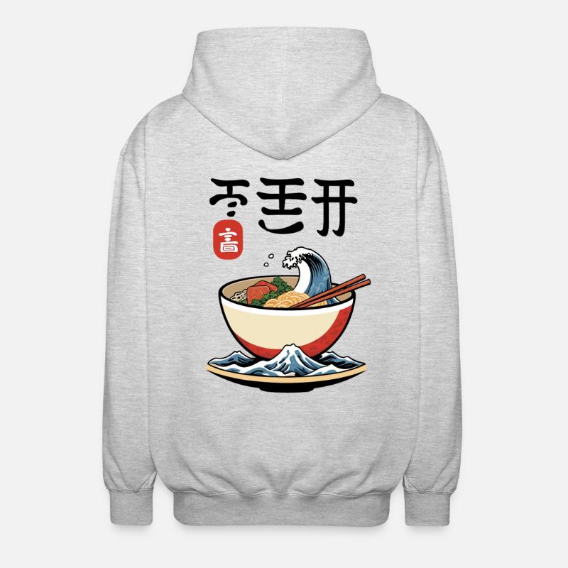 Ramen ukiyo-e Esthétique rétro japonaise - Veste à capuche unisexe - gris clair chiné