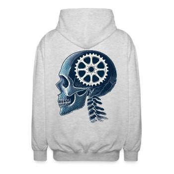 Vélo squelette cerveau plateau tête - Veste à capuche unisexe - gris clair chiné - Dos - AI Model Male 185 light (185cm)