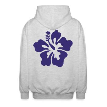 Hibiscus Flower - Lilac - Unisex Kapuzenjacke - Hellgrau meliert - Hinten - AI Model Male 185 light (185cm)