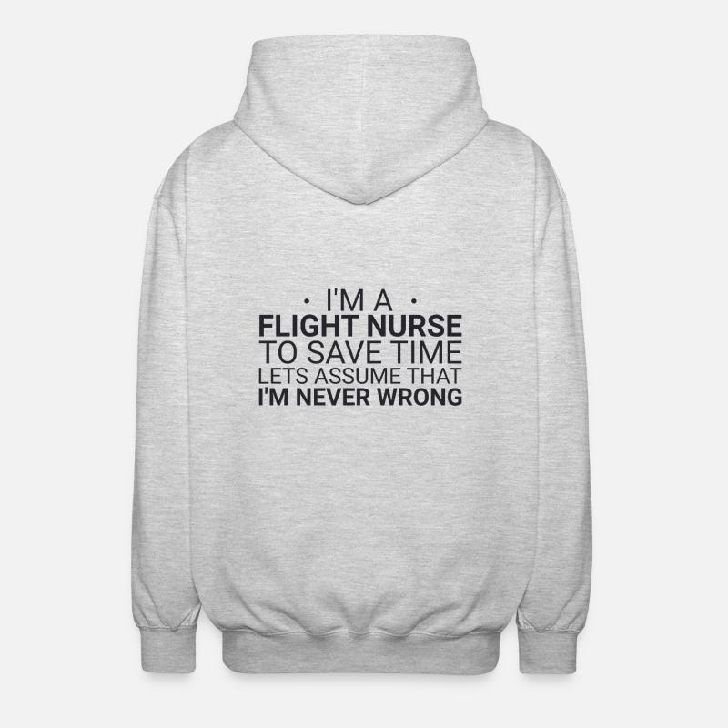 Flight Nurse Never Wrong Luftrettung - Unisex Kapuzenjacke - Hellgrau meliert