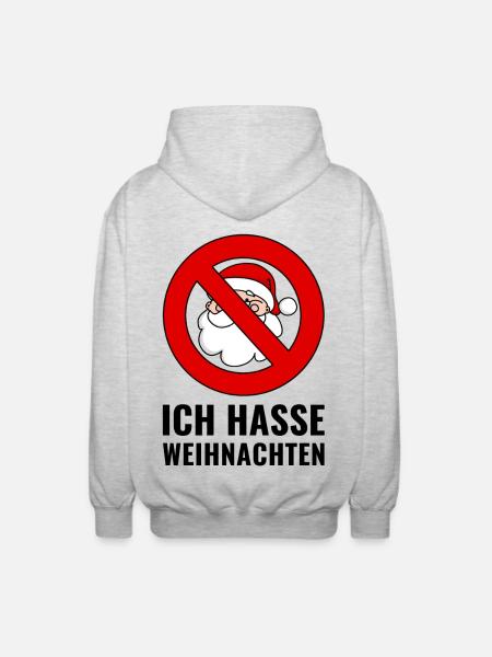 Ich hasse Weihnachten - Unisex Kapuzenjacke - Hellgrau meliert