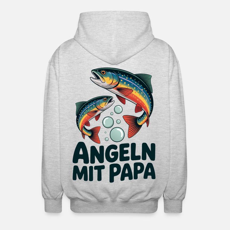 Pêcher avec papa - Veste à capuche unisexe - gris clair chiné