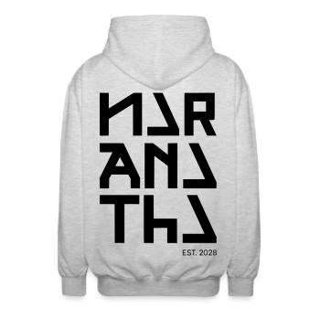 Maranatha – Sanfter Futurismus - Unisex Kapuzenjacke - Hellgrau meliert - Hinten - AI Model Male 185 light (185cm)