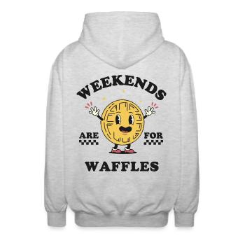 Weekends Are For Waffles - Unisex Hooded Jacket - light heather grey - Back - AI Model Male 185 light (185cm)