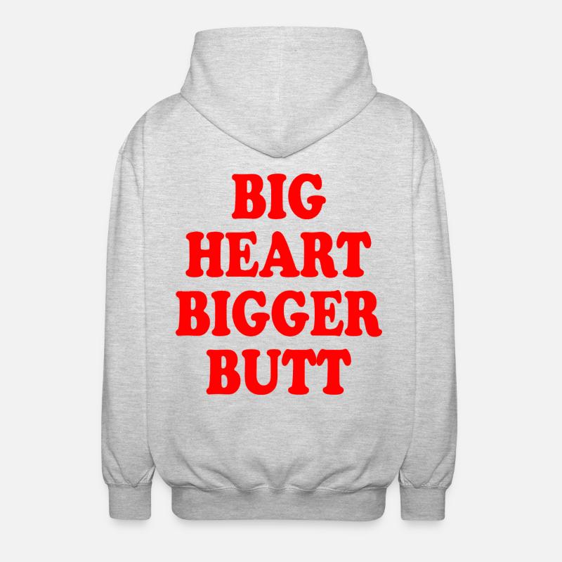 big heart bigger butt - Unisex Kapuzenjacke - Hellgrau meliert