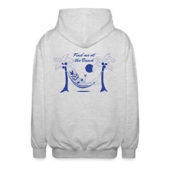 Retrouvez-moi à la plage - Bleu - Veste à capuche unisexe - gris clair chiné - Dos - AI Model Male 185 light (185cm)