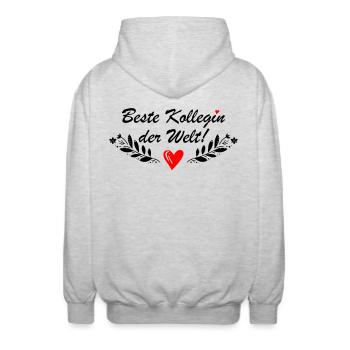 Beste Kollegin der Welt Herz - Unisex Kapuzenjacke - Hellgrau meliert - Hinten - AI Model Male 185 light (185cm)