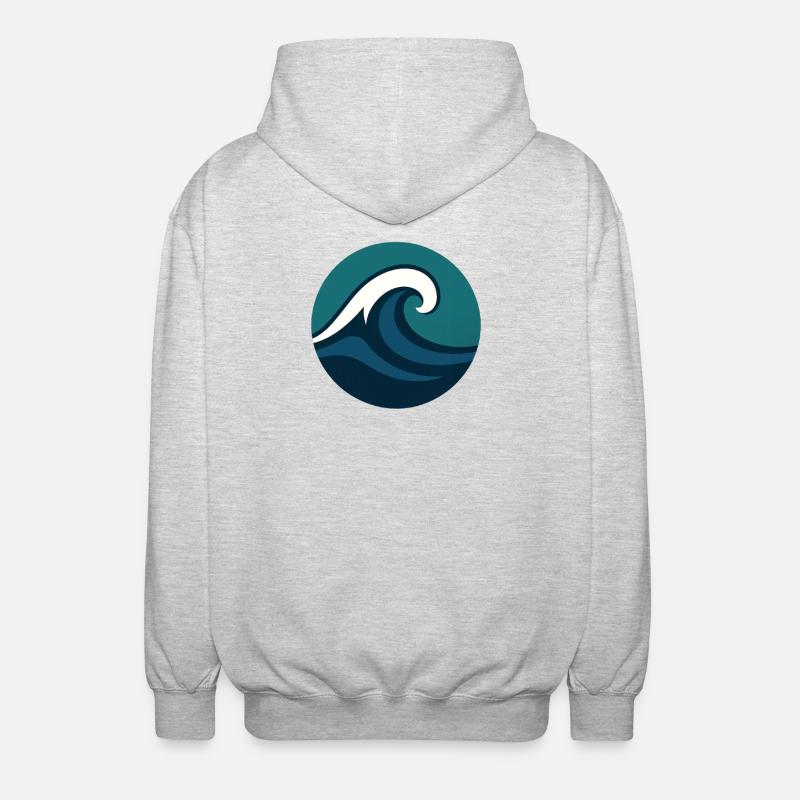 Vague de l’océan stylisée - Veste à capuche unisexe - gris clair chiné