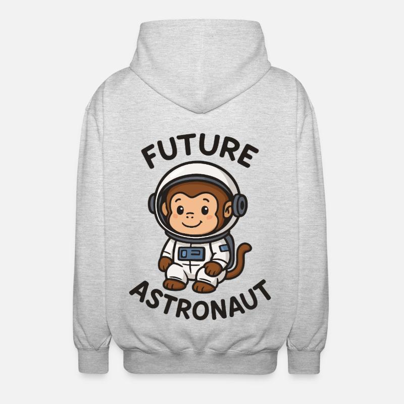 Future Astronaut – Cute Space Monkey - Unisex Hooded Jacket - light heather grey