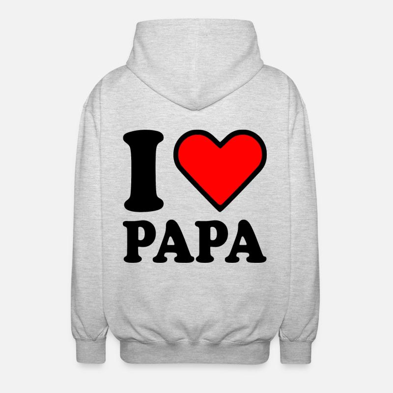 I love papa - Unisex Kapuzenjacke - Hellgrau meliert