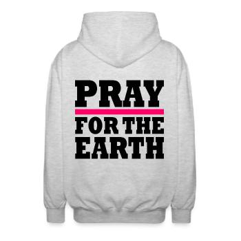 Pray for the earth - Unisex Kapuzenjacke - Hellgrau meliert - Hinten - AI Model Male 185 light (185cm)
