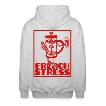 French Stress French Cliché PetiteToulon - Unisex Hooded Jacket - light heather grey - Back - AI Model Male 185 light (185cm)