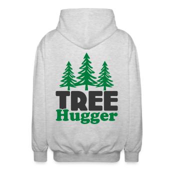 Tree Hugger - Unisex Hooded Jacket - light heather grey - Back - AI Model Male 185 light (185cm)