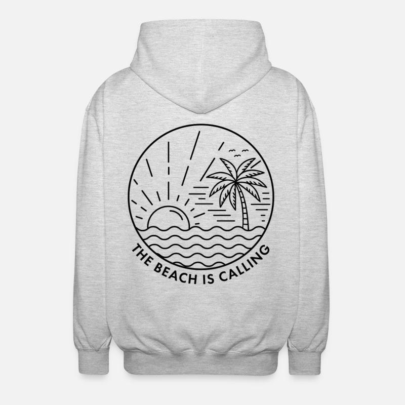 The Beach is Calling - Unisex Hooded Jacket - light heather grey