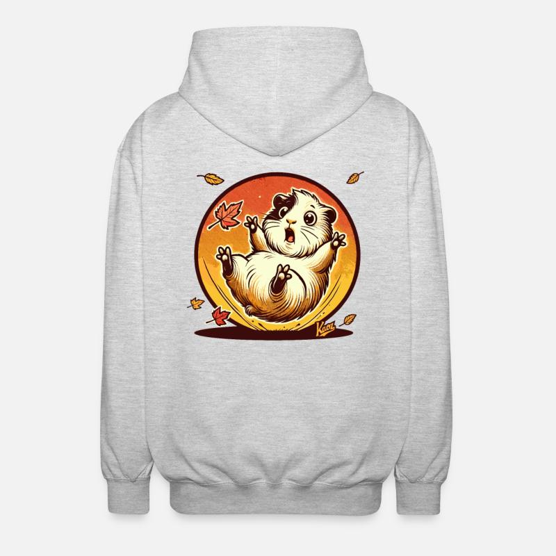 Hamster mit Herbst-Blättern - Unisex Kapuzenjacke - Hellgrau meliert