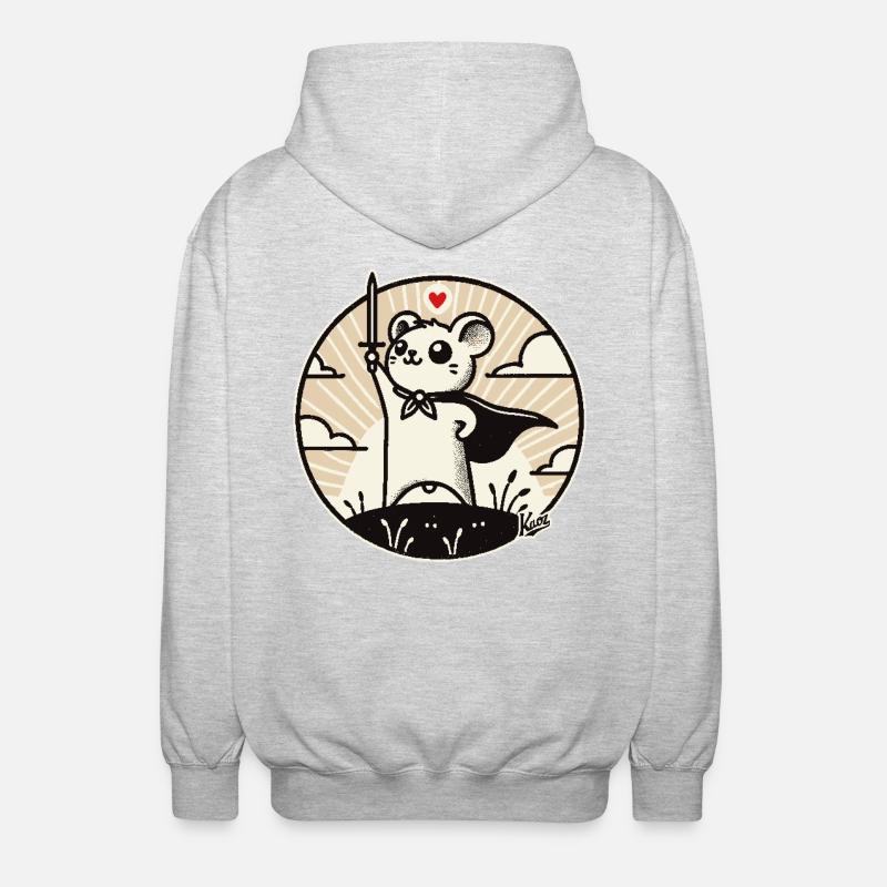 Mouse hero with cape - Unisex Hooded Jacket - light heather grey