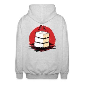 Une pile de tofu japonais - Veste à capuche unisexe - gris clair chiné - Dos - AI Model Male 185 light (185cm)