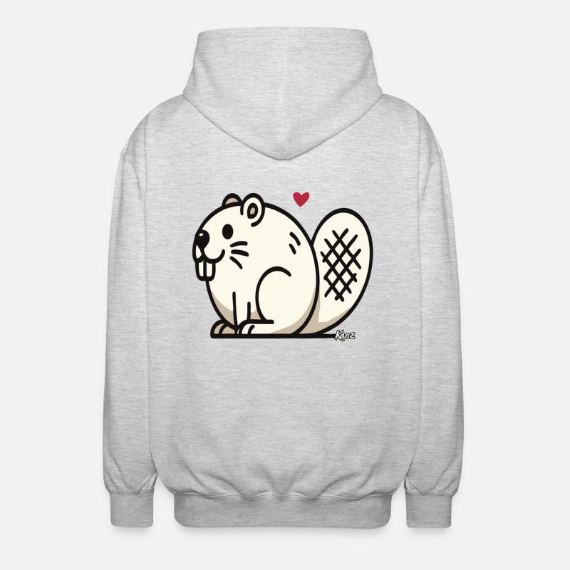 Lustiger dicker Biber - Unisex Kapuzenjacke - Hellgrau meliert