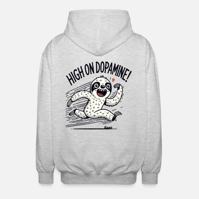 Running sloth full on dopamine - Unisex Hooded Jacket - light heather grey