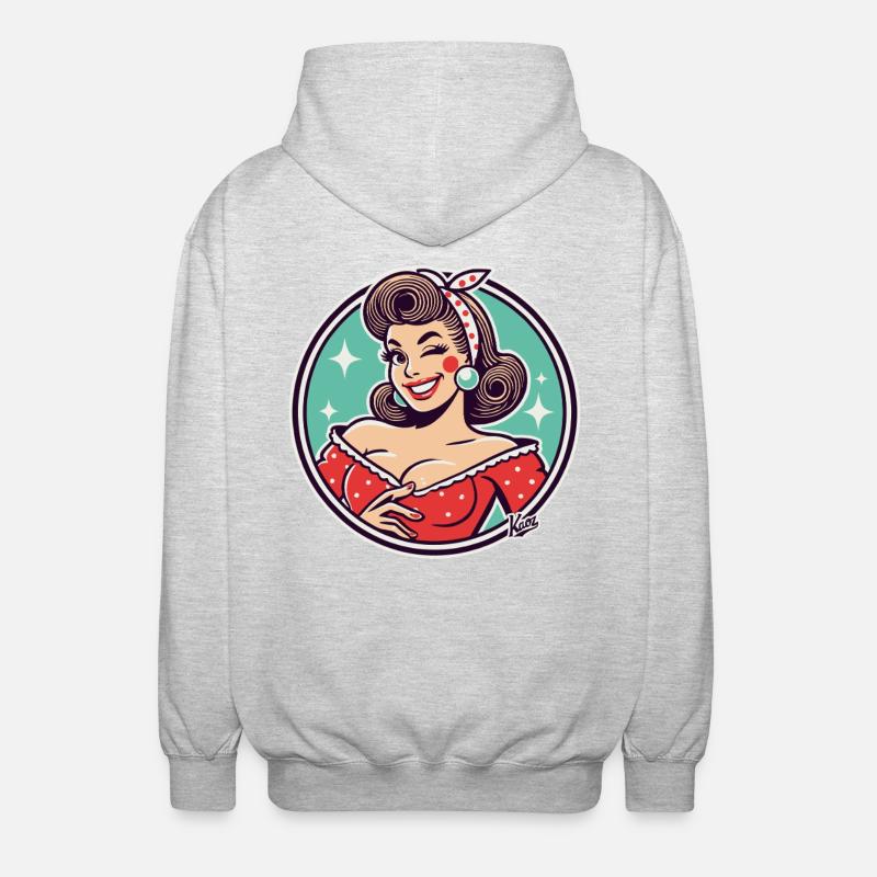 Die gute Retro Hausfrau - Unisex Kapuzenjacke - Hellgrau meliert