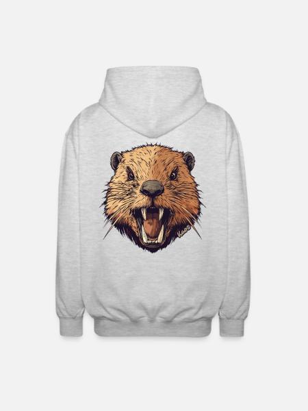 Wilder Biber - Unisex Kapuzenjacke - Hellgrau meliert
