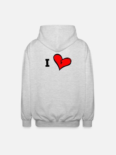 J’aime... Insérez votre propre texte Personnaliser - Veste à capuche unisexe - gris clair chiné