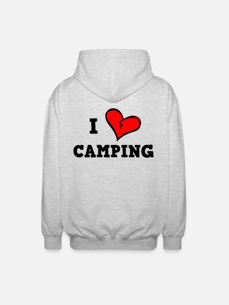 I love camping - Unisex Hooded Jacket - light heather grey