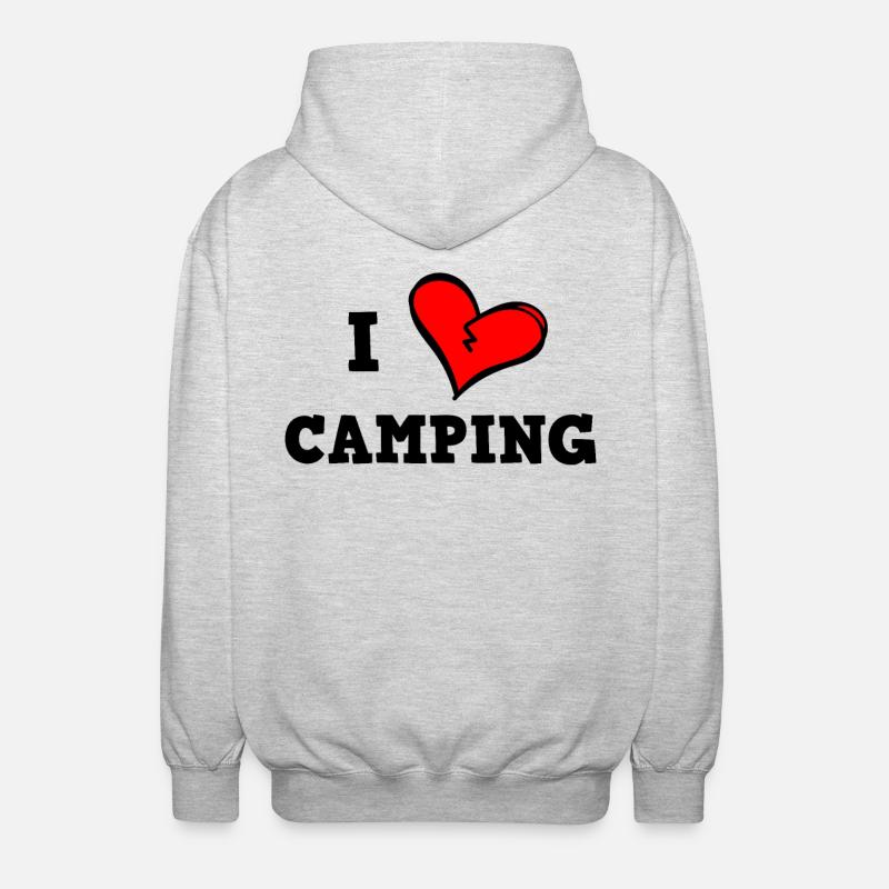 Ich liebe Camping - Unisex Kapuzenjacke - Hellgrau meliert