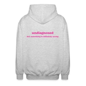 undiagnosed - but something is definitely wrong ⚡️ - Unisex Kapuzenjacke - Hellgrau meliert - Hinten - AI Model Male 185 light (185cm)