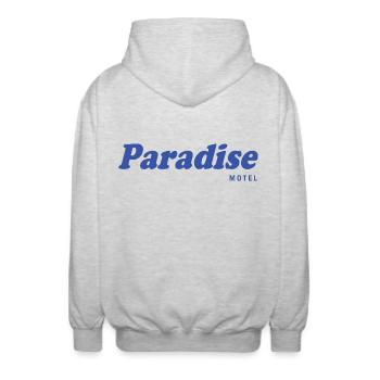 Paradise Motel - Unisex Kapuzenjacke - Hellgrau meliert - Hinten - AI Model Male 185 light (185cm)