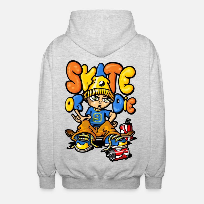 Skateboard und Graffiti - Unisex Kapuzenjacke - Hellgrau meliert