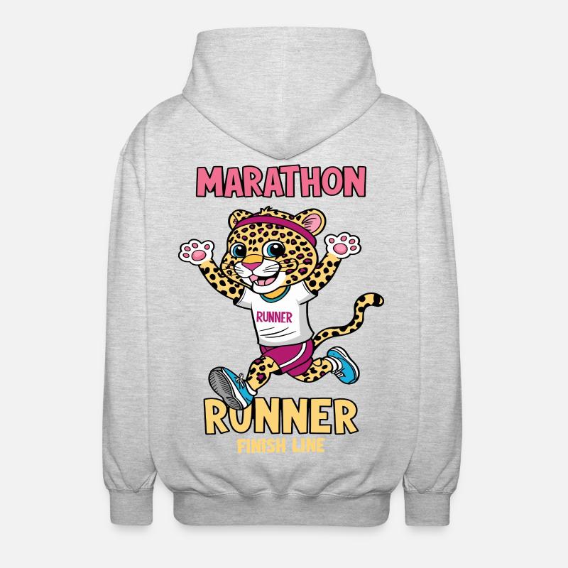 Leopard Marathon Läufer - Unisex Kapuzenjacke - Hellgrau meliert