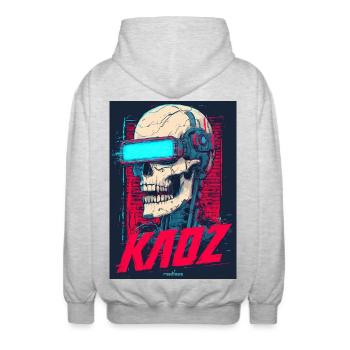 Kaoz Cyber Skull VR Neon - Unisex Kapuzenjacke - Hellgrau meliert - Hinten - AI Model Male 185 light (185cm)