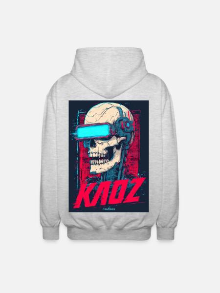 Kaoz Cyber Skull VR Neon - Unisex Hooded Jacket - light heather grey