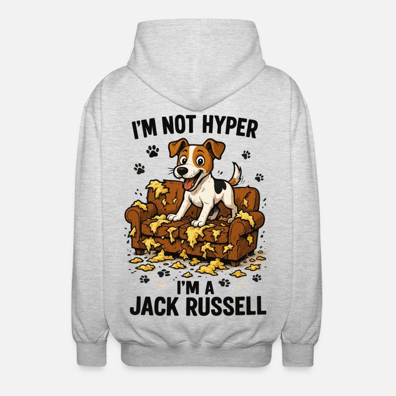 Jack Russell Terrier : Drôle d’Hyperactivité Drôle - Veste à capuche unisexe - gris clair chiné