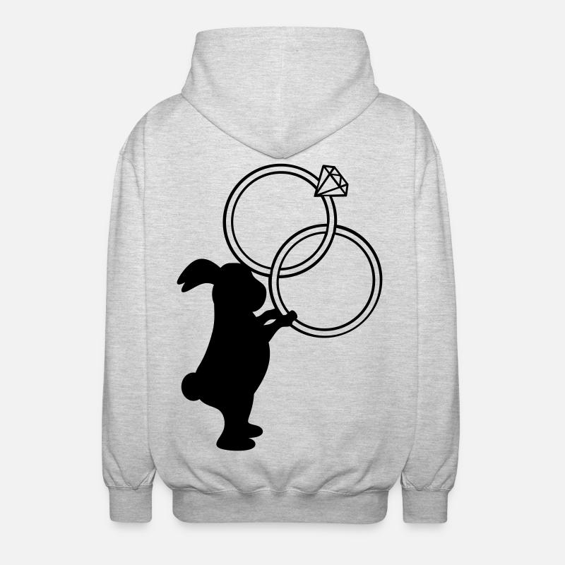 Bagues de mariage Lapin de mariage - Veste à capuche unisexe - gris clair chiné
