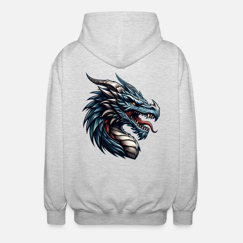 Dragon Drachen Feuer - Unisex Kapuzenjacke - Hellgrau meliert
