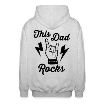 This Dad Rocks - Unisex Hooded Jacket - light heather grey - Back - AI Model Male 185 light (185cm)