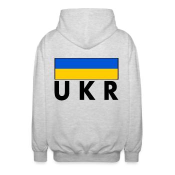 Ukraine - Unisex Hooded Jacket - light heather grey - Back - AI Model Male 185 light (185cm)