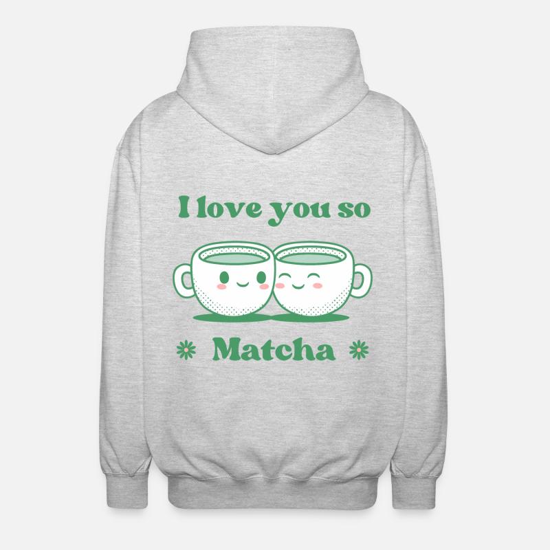 Ich liebe dich so Matcha - Unisex Kapuzenjacke - Hellgrau meliert
