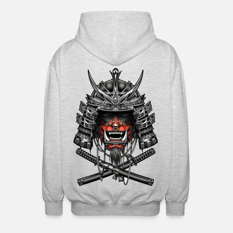 Samurai, fighter - Unisex Hooded Jacket - light heather grey