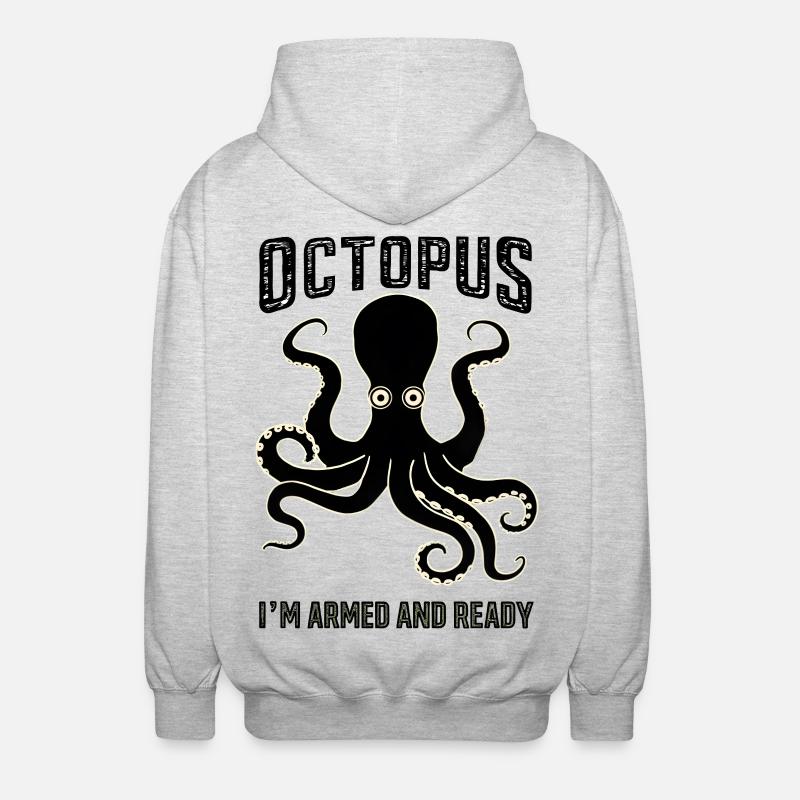 Octopus: I’m Armed and Ready - Unisex Kapuzenjacke - Hellgrau meliert