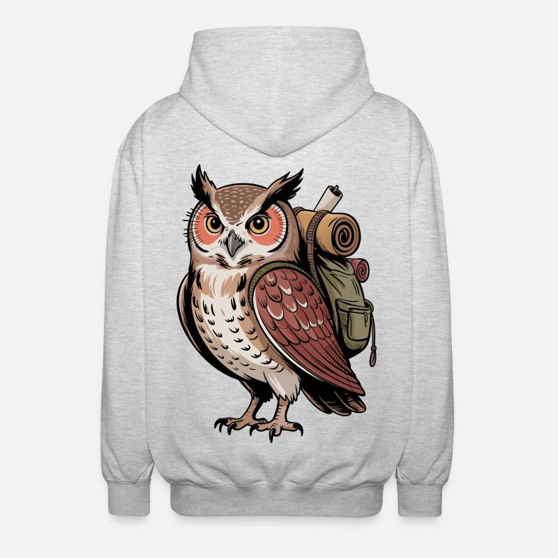 Wandernde Eule - Unisex Kapuzenjacke - Hellgrau meliert