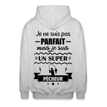 Pas parfait mais super pêcheur Pêche - Veste à capuche unisexe - gris clair chiné - Dos - AI Model Male 185 light (185cm)