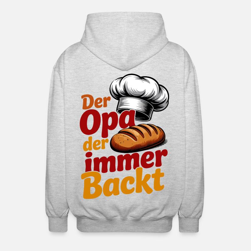 Der Opa der immer backt - Unisex Kapuzenjacke - Hellgrau meliert