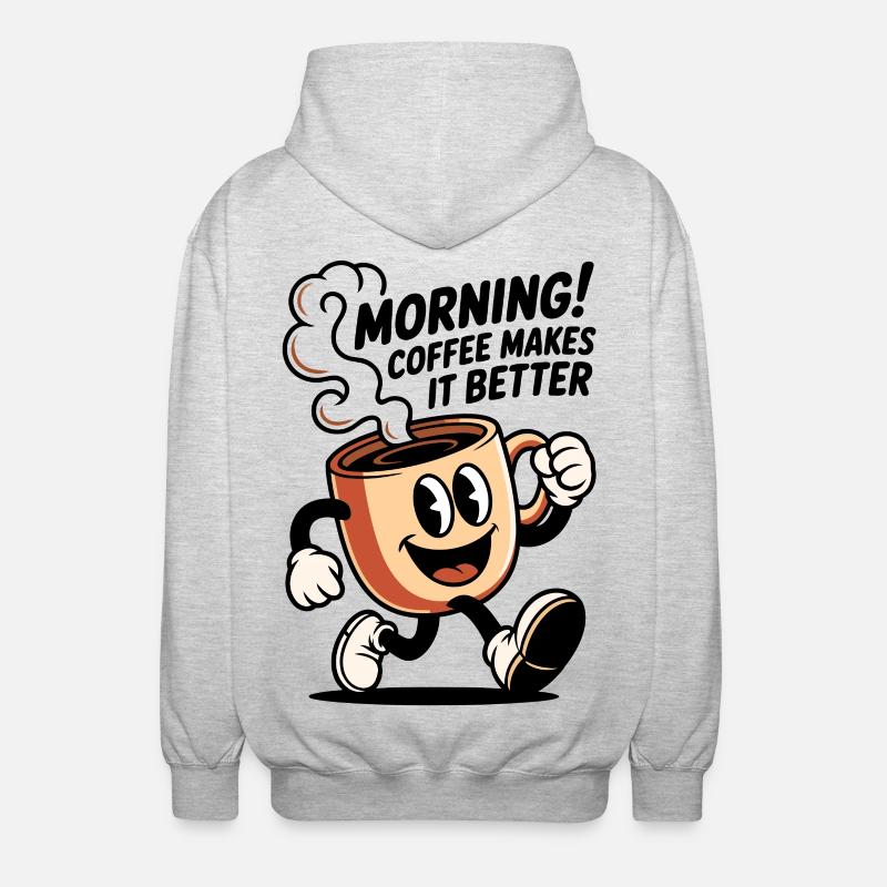 Dessin animé Tasse à Café - Veste à capuche unisexe - gris clair chiné