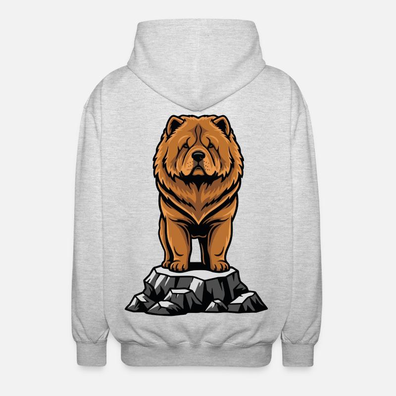 Chien Chow-Chow Portrait Crinière Lion - Veste à capuche unisexe - gris clair chiné