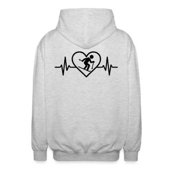 Heart Ski Winter Sports - Unisex Hooded Jacket - light heather grey - Back - AI Model Male 185 light (185cm)