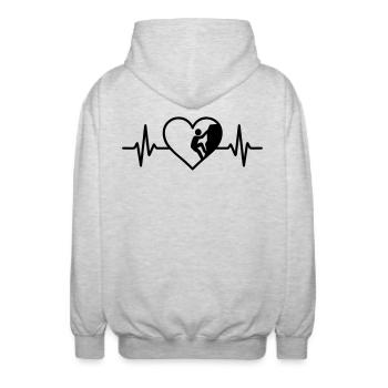 Klettern Sport Kletterer Herz - Unisex Kapuzenjacke - Hellgrau meliert - Hinten - AI Model Male 185 light (185cm)